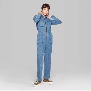 Utility Zip denim Jumpsuit NWT